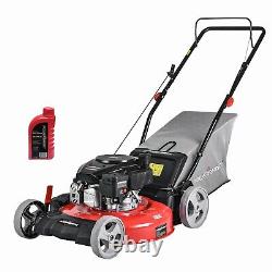 144CC Gas Powered Push Lawn Mower 21 Inch 5 Heights Adjustable 3-in-1