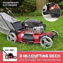 144CC Gas Powered Push Lawn Mower 21 Inch 5 Heights Adjustable 3-in-1