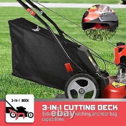 144CC Gas Powered Push Lawn Mower 21 Inch 5 Heights Adjustable 3-in-1