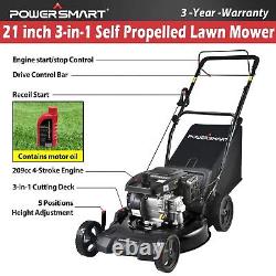 209CC engine 21 3-in-1 Gas Self Propelled Lawn Mower 5-position height US