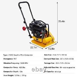 212CC Gas Engine 4200lbs Plate Compactor Soil Rammer 5600VPM Pavement Compactor