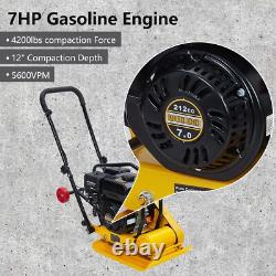 212CC Gas Engine 4200lbs Plate Compactor Soil Rammer 5600VPM Pavement Compactor