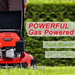 21 3-in-1 Gas Push Lawn Mower 170cc with Steel Deck, Black/Red