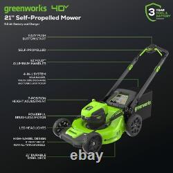 21 Eco-Friendly Self-Propelled Lawn Mower with LED Headlight & Aluminum Handles