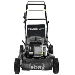 21 In. Gas Walk behind Powersmart Lawn Mower in Black with Bag 5 Adjustable Heig