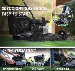 21 Inch Self Propelled Lawn Mower Gas Powered 209CC 4-Stroke Adjustable Heights