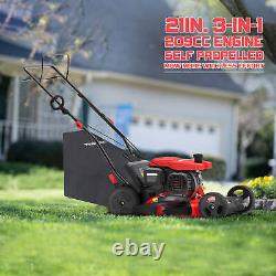 21 Self Propelled Lawn Mower Gas Powered 209cc 4-Stroke Engine, 1.18-3H, withOil