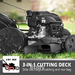 22 Inch Gas Self Propelled Lawn Mower with Bag 200cc 5 Adjustable Cutting Height
