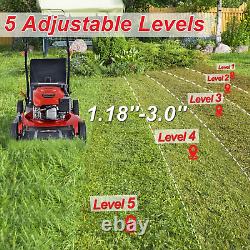 3in1 Grass Lawn Mower 170cc Push Gas-Powered Engine with 21in Steel Mowing Deck