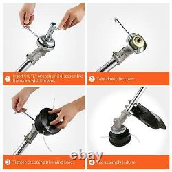 42CC 4-In-1 Straight Shaft-String Trimmer Gas Power Weed Eater Brush-Cutter Tool