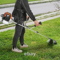 42.7CC Straight Shaft Gas Powered Weed Eater Weed Trimmer, with 2 Detachable Head