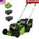 60v 21 In Cordless Self-propelled Lawn Mower Led Lights 2 Batteries Charger New
