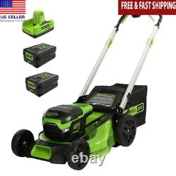 60V 21 In Cordless Self-Propelled Lawn Mower LED Lights 2 Batteries Charger New