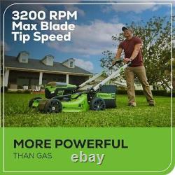 60V 21 In Cordless Self-Propelled Lawn Mower LED Lights 2 Batteries Charger New