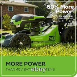60V 21 In Cordless Self-Propelled Lawn Mower LED Lights 2 Batteries Charger New