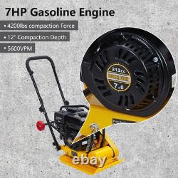 7HP Plate Compactor Rammer 212CC Gas Engine 4200lbs Compaction Force Jack Tamper
