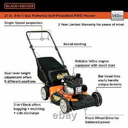 BLACK+DECKER 21 140cc 3-in-1 Gas Powered Self Propelled Push Mower