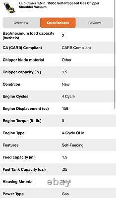 Cub Cadet 1.5 in. 159cc Self-Propelled Gas Chipper Shredder Vacuum