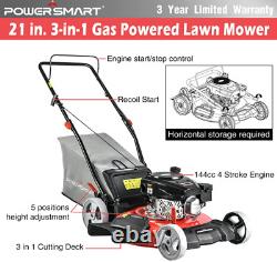 Gas Lawn Mower 21-Inch 144cc 3-in-1 Push Lawn Mower