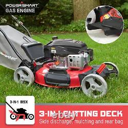 Gas Powered Lawn Mower Powersmart 144CC OHV Engine 21 3-In-1 Gas Lawn Mower