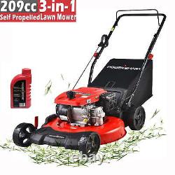 Gas Powered Lawn Mower with Large Rear Bag Cordless Walk Behind Mower 4-Stroke