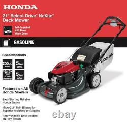Honda Lawn Mower Variable Speed 4 in 1 Gas Walk Behind Self Propelled 21 Deck