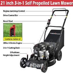 Lawn Mower, 209CC 4-Stroke Cordless Mower Gas Powered, Lawn Mower Self-Propelled