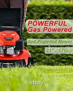Lawn Mower, 21-inch & 170CC, Gas Powered Self-propelled Lawn Mower 4-Stroke En