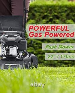 Lawn Mower, 22-inch & 170CC, Gas Powered Self-Propelled Lawn Mower with 4