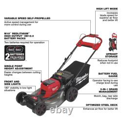 Milwaukee M18 FUEL Self-Propelled Dual Battery Cordless Lawn Mower Kit, 21in