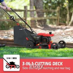 New 21-inch 3-in-1 Gas Powered Self-propelled Lawn Mower, PSM2521SH