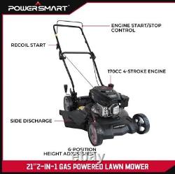 PowerSmart 21-inch 2-in-1 Gas Powered Push Lawn Mower with 170cc Engine(4.2)4