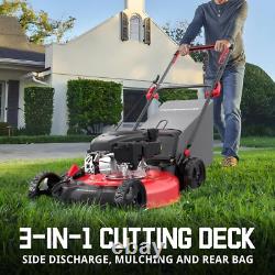 PowerSmart Gas Self-Propelled Lawn Mower, 21 Steel Deck, 170cc, 3-IN-1 Mowing