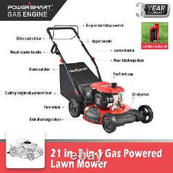 PowerSmart Self Propelled Lawn Mower Gas Powered 21 Inch 209cc 4-Stroke Engine