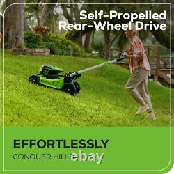 Powerful 60V Self-Propelled Mower 21 Cutting Width, LED Lights & Waterproof