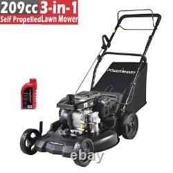 Self-Propelled Lawn Mower Gas Powered, Cordless Walk-Behind Mower with 209CC 4-S