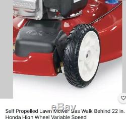 Self Propelled Lawn Mower Gas Walk Behind 22 in. Honda High Wheel Variable Speed
