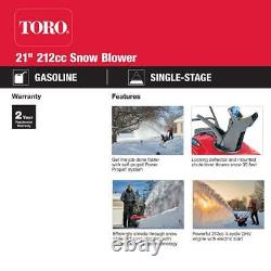 Toro Single-Stage Gas Snow Blower 21 in. 212 cc Self Propelled Electric Start
