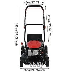 Walk Behind Push Lawn Mower 20in 161cc Gas-Powered Adjustable Cutting Height