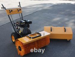Walk Behind Snow Dust Sweeper Broom Lawn Gravel Turf Driveway By 6.5HP Gas Power