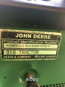 1988 John Deere 318 Garden Tractor Riding Mower Onan Gas Engine Fl Barn Find