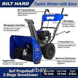 BILT HARD Souffleur de Neige à Essence, 24 Pouces, Auto-Propulsé à 2 Étapes, Moteur de 212cc