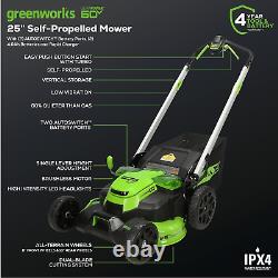 Greenworks 60V 25 Tondeuse sans fil (autopropulsée) LED Lumières + Aluminium H