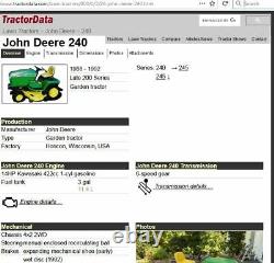 John Deere 240 48 Tracteur De Tondeuse De Pelouse Kawasaki 13hp Serviceé Nw Indiana