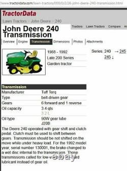 John Deere 240 48 Tracteur De Tondeuse De Pelouse Kawasaki 13hp Serviceé Nw Indiana
