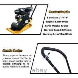 Plaque compacteuse à moteur à essence de 6,5 HP Rammer 196cc 5488 VPM 2500 livres de force de compactage