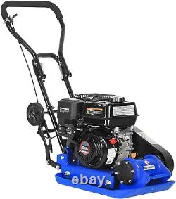 Plaque vibrante compacteuse, moteur à essence de 6,5HP 196cc, 5500 VPM, force de compactage de 2500 lbs.