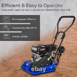 Plaque vibrante compacteuse, moteur à essence de 6,5HP 196cc, 5500 VPM, force de compactage de 2500 lbs.
