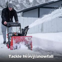 Souffleuse à neige 24 pouces à essence, moteur 2 temps de 212cc avec démarrage électrique