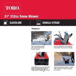 Souffleuse à neige à essence Toro à un étage 21 212cc 4 temps auto-propulsée avec commande de la goulotte